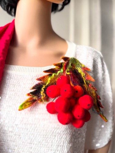 Felted wool merino - , brooch