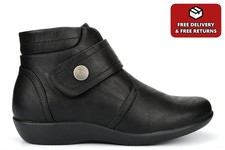 Womens Wide Fit Boots Ladies Extra Wide Boots Ankle Boots Black (EE Fitting)