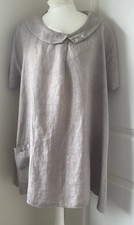 C. Valentyne Italian Linen Tunic Top 100% Linen Lagenlook One Size Beige Taupe