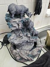 Rhino Water Feature Fountain Light Up Water Indoor Outdoor