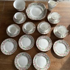 Absolutely stunning Complete Tea set crown Staffordshire Maytime