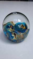 Mdina glass paperweight signed