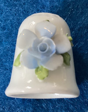 Coalport bone China thimble with 3D blue rose DAMAGED