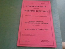 1983 BRITISH RAILWAYS WORKING TIMETABLE BOOK - LONDON KINGS LYNN NORWICH ETC