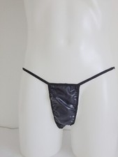 PVC Panties Tanga Briefs Plastic Pants Knickers Thong PVC U Like Vinyl Dark Blue