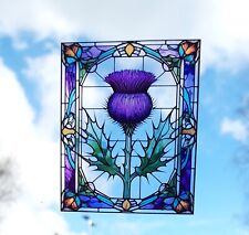 Thistle Decorative Stained glass Effect Static cling window Sticker colourful