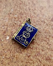 King Edward VII - 1902 Coronation - Commemorative Booklet Locket - Blue Enamel
