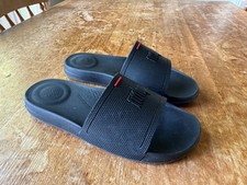 WOMENS FIT FLOP BLACK SLIDERS UK 6 EU 39 SUMMER SANDALS SLIP ON SHOES FITFLOP