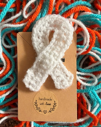 Handmade crochet white ribbon - white,