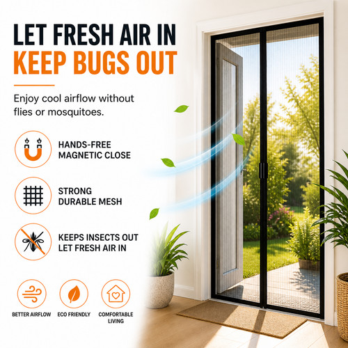 Magnetic fly screen - door, net