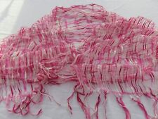 CANDY FLOSS PINK & WHITE SILK ORGANZA TEXTURED FEMININE LONG XL SCARF SHAWL WRAP