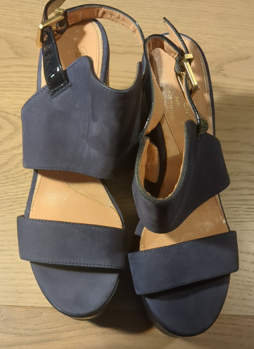 Blue suede platform - suede, shoes