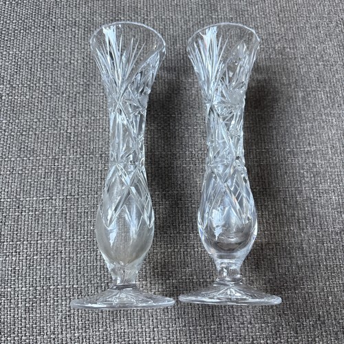 Pair 250mm cut glass - of, cut-glass