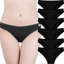 6 Pack Womens Briefs Knickers Ladies Plain Underwear Bikini Panties Plus Size