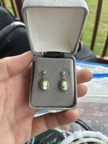 Silver cameo earrings
