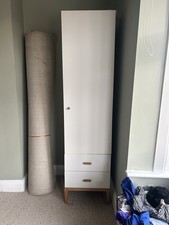 One Door Habitat Tatsuma Wardrobe with Two Drawers and Internal Rail In White