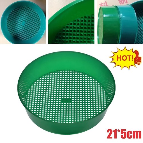 Green plastic garden sieve - garden,
