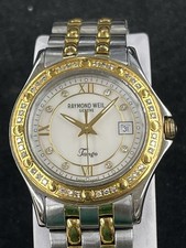 RAYMOND WEIL TANGO TWO-TONE WATCH 5390 DIAMOND Dial & BEZEL wrist size 5 3/4"