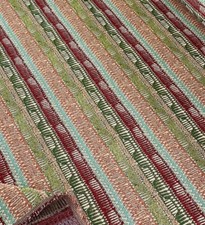 Moroccan Kilim Fabric Cherry Red Green Stripes Oriental Tapestry Home Upholstery