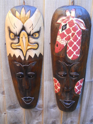 Carved wooden mask wall - 50, cm
