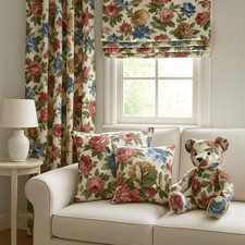 Vintage 24 Meter Floral Upholstery Fabric Bundle Rose Blue Green Cotton Blend 