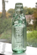 VINTAGE c1890's SCARCE AQUA WADSWORTH CAMBRIDGE DOBSON PATENT 6oz CODD BOTTLE