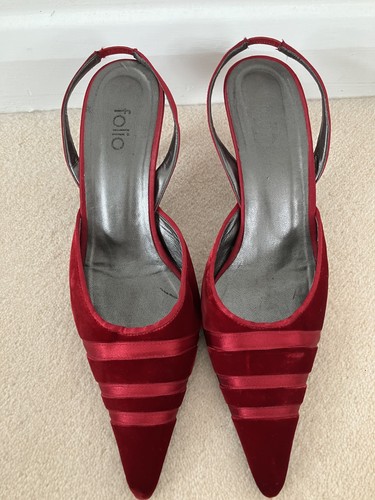 Folio red velvet sling - velvet, sling-back