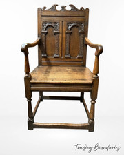 Jacobean oak wainscot chair. W57 D56 H113cm