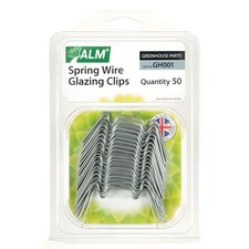 ALM Greenhouse Glazing Clips Spring Wire W Type Pack of 50 Glass Pane Fixings
