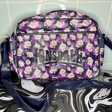 Navy Lonsdale Shoulder Bag Holdall Sports Bag PVC Pink/Purple Floral W14 x H10"
