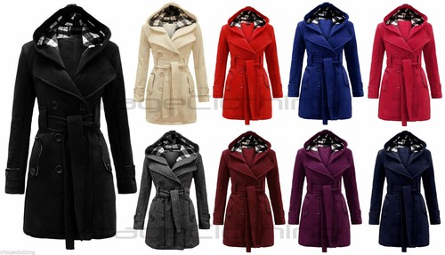 Women check hooded belted - hooded,