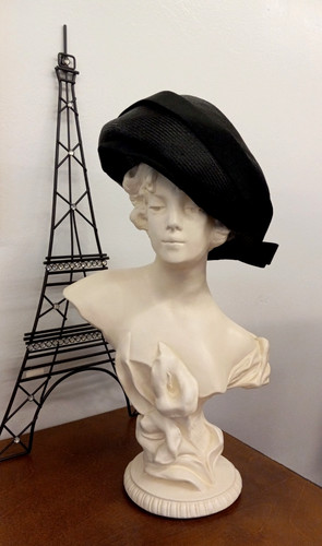 Vtg 1940s black wide brim - black,