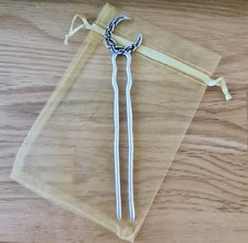 Metal Carved Celtic Moon Hair Stick, Pin, Decoration, Goddess, Crescent Moon