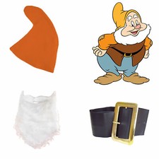 Happy Set - Snow White Seven Dwarfs Fancy Dress Hat Beard Belt Costume Cartoon