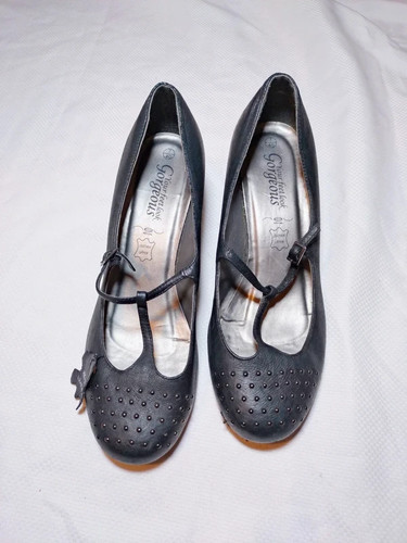 Real leather mid heel shoes - heel,