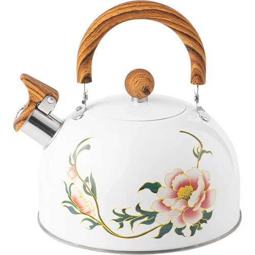 Floral enameled teapot water - enameled,