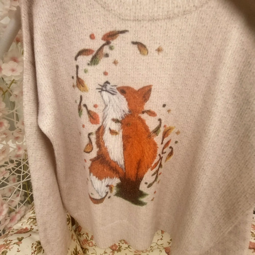 Foxes print sweater top size - print,