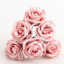5CM FOAM ROSES - Bunch of 6 Colourfast Artificial Wedding Bouquet Flowers Stems