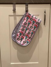 DOUBLE OVEN GLOVE Kitchen Oven Mitt Pot Holder Red Pink Tulips 