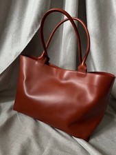 Furla NEW Leather Tote Handbag Medium Rich Cognac Shoulder Bag Made in Italy