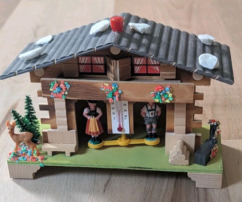 Vtg german wood weather house - german,