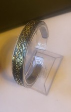 Viking Armlet For Men Thors Hammer Golden On Silver Metal