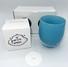 Glassybaby Turquoise Blue “Cabo” Pre-Trisk Candle Holder W/ Palm Wax & Box  New