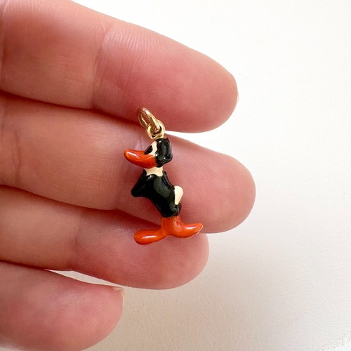 Vintage 14ct gold enamel daffy - vintage,