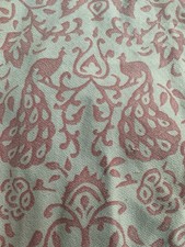 Vintage French? Fabric  Peacocks Toile De Jouy Crafting 2 Metres X115cm Faded B8