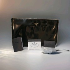 Authentic PRADA Clutch Bag Black Excellent Condition with Dust Bag & Card