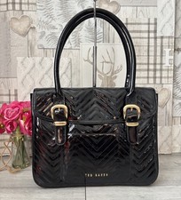 Ladies Ted Baker black patent quilted handbag Over Shoulder Bag