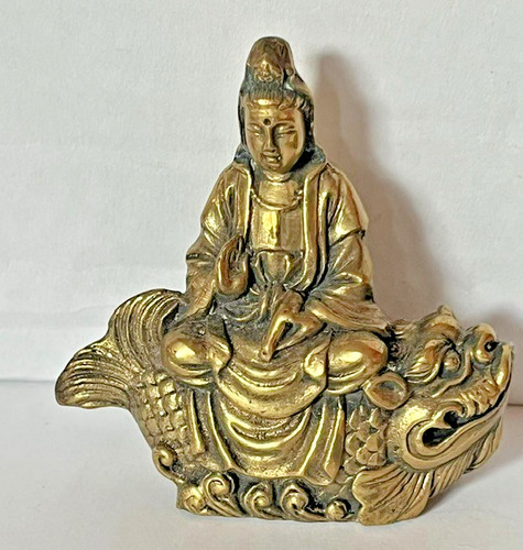 Vintage brass bodhisattva - brass,