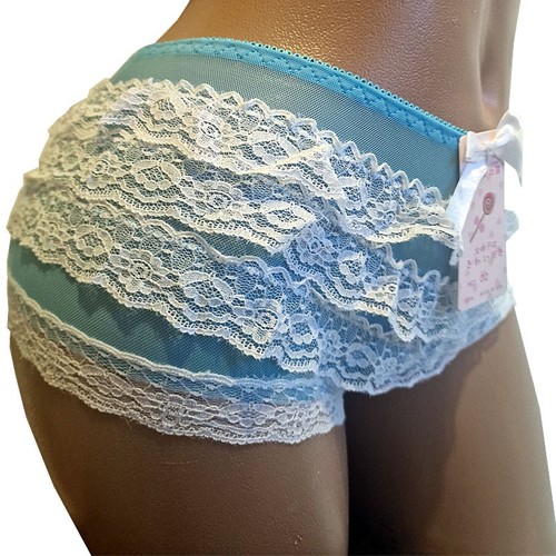 Lace sheer ruffle knickers - sheer,