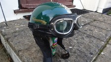 Davida Classic Pudding Basin Motorcycle Helmet Size Medium M Green Goggles